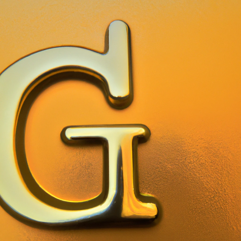 An embossed G in gold